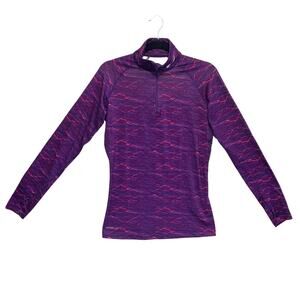 Nike Pro Combat Dri-Fit Hyperwarm Fitted 1/4 Zip Pullover Women's Size M Purple